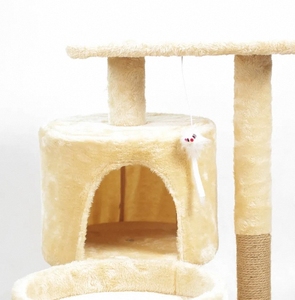 Castillo de nido de gato de estilo moderno, plataforma de salto única, postes para rascar con agujero, nuevo diseño, casa de árbol de gato de peluche empaquetada en cartón - Product Image 6