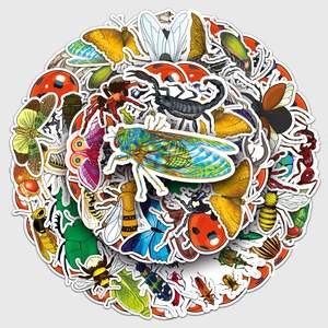 60 조각 곤충 낙서 개인화 된 만화 딱정벌레 나비 창조적 인 장식 노트북 수하물 스티커 방수 TISPA - Product Image 1