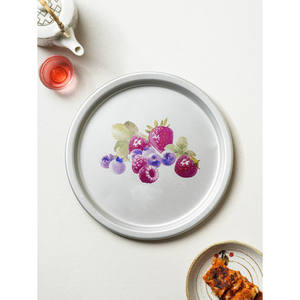 Sostenibile in alluminio retrò 28cm vassoio circolare eco-friendly antico piatto moderno in acciaio inox pelle legno ottone metallo - Product Image 1