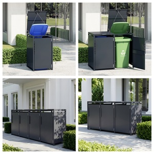 Contenitore per Cestino Metallico in Acciaio Zincato da Esterno, Casetta per <span class=keywords><strong>Bidoni</strong></span> Carrellati 3 Pezzi, Copertura per <span class=keywords><strong>Bidoni</strong></span> <span class=keywords><strong>della</strong></span> <span class=keywords><strong>Spazzatura</strong></span> da Giardino 240L Multibox con Top Aperto - Product Image 4