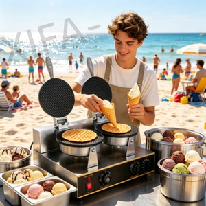 Máquina Eléctrica Comercial para Hacer Rollos de Huevo y Conos de Helado, Doble Cabezal, 1 Año de Garantía - Product Image 6
