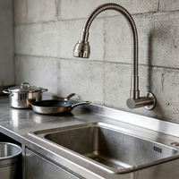 Robinet mural moderne en acier inoxydable 304 pour cuisine et salle de bain, avec bec flexible universel et pulvérisation double mode, OEM pour projets commerciaux
