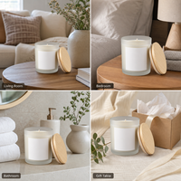 Vela Aromática de Cera de Soja en Vaso de Vidrio Esmerilado con Tapa de Madera