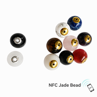 Individuelles LOGO RFID Natur-Achat-Jade-Perlen-Tag 13,56 MHz Chip mit Bohrung NFC-Perle für Zugangskontrolle Armband