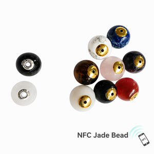Perle NFC en Agate Naturelle et Jade avec Logo Personnalisé, Puce RFID 13,56 MHz, Trou Perforé pour Bracelet de Contrôle d'Accès - Product Image 6