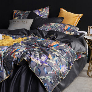 Juego de fundas de edredón de satén, ropa de cama con estampado de flores, Algodón puro largo, 300TC, 60S, tejido 100% de algodón, 60, 4 Uds. - Product Image 4