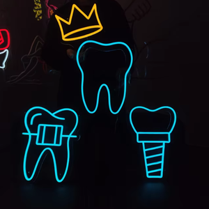 Enseigne lumineuse LED néon en acrylique personnalisée pour <span class=keywords><strong>orthodontiste</strong></span>, couleur bleue, implant dentaire, indice de protection IP65, intensité réglable, 12 V CC - Product Image 1