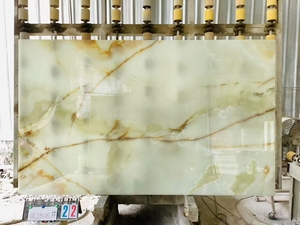 Frères pierre haute qualité naturel vert Jade Onyx dalles de marbre pour mur intérieur salle de bain rétro-éclairé vert Onyx carreaux de pierre - Product Image 6