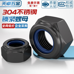 Tianzhuo Hardware Black 304 Stainless Steel Lock Nut M3 M4 M5 M6 M8 M10 Nylon Hex Anti Loosening For Fitness Equipment - Product Image 4