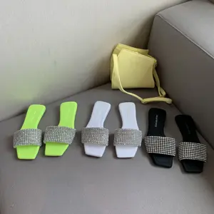 Frau Slipper Schuhe Profession eller Hersteller Sommer Mode Diamant Flache Hausschuhe Für Frauen Sandalen Schuhe