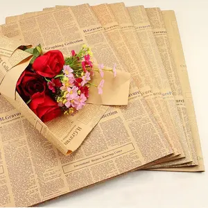 กระดาษคราฟท์วินเทจ40แผ่นกระดาษห่อของขวัญหนังสือพิมพ์ภาษาอังกฤษกระดาษห่อดอกไม้