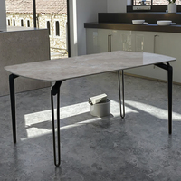 Usine chinoise vend des tables à manger réglables en verre trempé avec plateau en céramique et pieds en métal de luxe moderne personnalisés pour hôtel