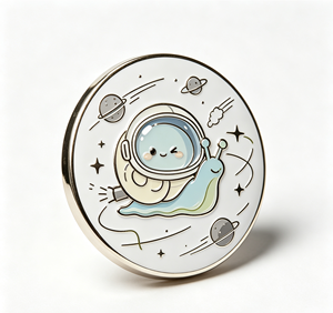Lindo Pin Redondo de Metal Esmaltado con Diseño de Caracol Espacial, Regalo Decorativo de Dibujos Animados - Product Image 4