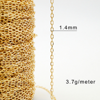 Cadena de cable de oro puro de 9 quilates de oro genuino en rollo para la fabricación permanente de joyas