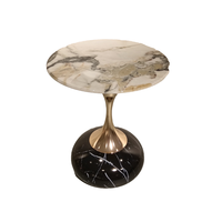 Table basse YVT de luxe moderne et minimaliste avec plateau en marbre durable et piètement métallique, table d'appoint simple pour salon, table de chevet mobile