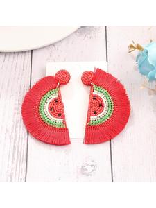 Boucles d'oreilles tissées Design de mode fruits pastèque fleur couleur perles de riz boucles d'oreilles pour femmes Uionen 1896 - Product Image 4