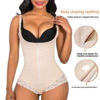 Body gainant sculptant en nylon ferme, à entrejambe ouvert, avec contrôle de compression abdominale et effet rehausseur de fesses, pour post-liposuccion BBL Phase 3, avec dentelle