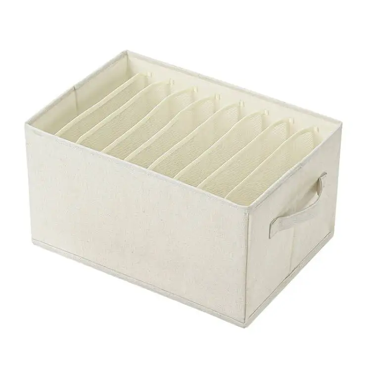 Cotton clothes storage box fabric folding compartment to put clothing jeans storage wardrobe classification separation