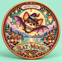Pièce de monnaie en cuivre pur 999 de 1 oz, artisanat métallique, motif chauve-souris de dessin animé personnalisé, boîte cadeau d'Halloween, impression UV en relief 3D, souvenir de collection
