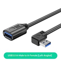 Cable de Datos USB 3.0 con Adaptador en Ángulo Izquierdo/Derecho de 90 Grados para Ratón, Unidad Flash USB, Extensión, Niquelado