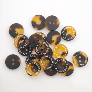 Premium Resin <strong>Buttons</strong> 18L <strong>Tortoiseshell</strong> &amp; Black Matte 2 Hole Sewing <strong>Buttons</strong> Custom Laser Engraved Logo for Shirts,coats - Product Image 2