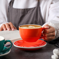 Ensemble de tasses et soucoupes à café personnalisées, tasses à cappuccino, ensembles de tasses de café, tasses à latte de 12 oz en céramique pour barista, tasses en gros