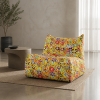 Fauteuil de salon moderne modulaire sans accoudoirs en tissu imprimé floral coloré, garni d'éponge, canapé décoratif tendance pour salon