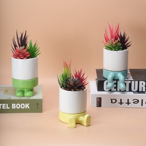 Piccoli Vasi <span class=keywords><strong>in</strong></span> Ceramica Smaltata e Vasi Moderni Europei con Fogliame Artificiale per Decorazioni <span class=keywords><strong>da</strong></span> Pavimento e Giardino - Product Image 1