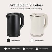 Bouilloire électrique portable sans fil à double paroi de 0,8 L en acier inoxydable avec chauffe-eau et théière pour la maison ou l'hôtel