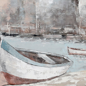 <span class=keywords><strong>Peinture</strong></span> à l'huile moderne de paysage urbain côtier, scène de port peinte à <span class=keywords><strong>la</strong></span> main avec bateaux et mur <span class=keywords><strong>historique</strong></span>, pour <span class=keywords><strong>la</strong></span> décoration intérieure - Product Image 4