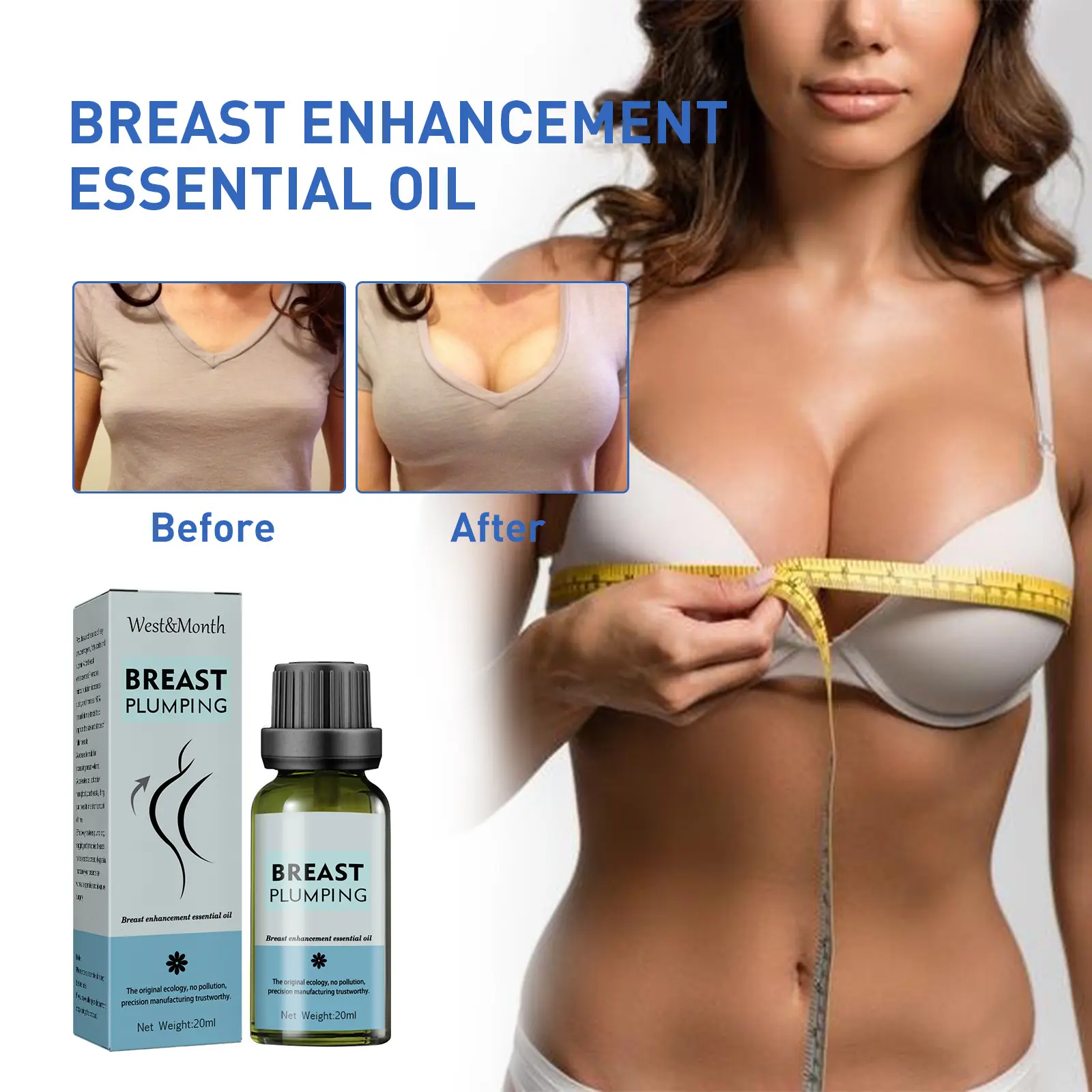 Krim badan wanita harian minyak penebal payudara besar, minyak pijat tubuh susu pengencang kecantikan pertumbuhan cepat elastis