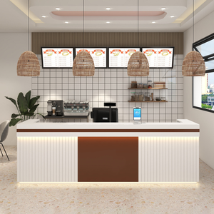 Mesa de Madeira Personalizada Moderna para Balcão de Loja, Café, <span class=keywords><strong>Bar</strong></span>, Recepção, Balcão de Café, Mesa de Caixa - Product Image 3