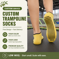 Chaussettes antidérapantes personnalisées avec logo pour trampoline, pour enfants et adultes, sport, yoga, aire de jeux intérieure, respirantes, en coton, à la cheville, pour le saut