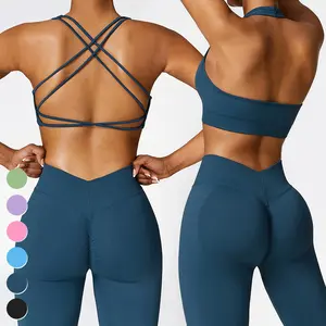 Fashion High Quality Quick Dry 2 Piece Sets Custom Workout Clothing Gym Fitness Sets Women Sport Bra Leggings Seamless Yoga Set