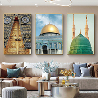 Affiche murale moderne en porcelaine cristalline avec impression de mosquée islamique, peinture décorative pour salon, toile de fond de canapé