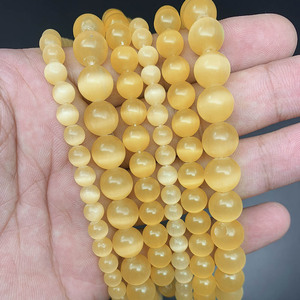 ลูกปัดหิน 8 มม. ทรงกลม สำหรับทำสร้อยข้อมือ สีขาว ตาแมว สีเหลือง สีชมพู สีฟ้า สีเขียว คาร์เนเลียน เฮลิโอโทรป - Product Image 4