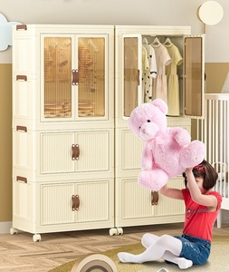 Armoire de rangement pliable domestique moderne 56cm de longueur armoire pour bébé boîtes de rangement pliantes en PP organisateur roues en plastique carré - Product Image 6