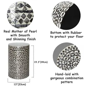 โต๊ะข้างโซฟา/เก้าอี้ทรงกลมประดับเปลือกหอยมุกสีดำ/ขาว สไตล์โมเดิร์นรักษ์โลก สำหรับตกแต่งห้องนั่งเล่นในอพาร์ทเมนต์ ขายส่ง - Product Image 5