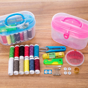 Practical Household Circular Plastic Scissors Ruler Sewing Kit Sewing <b>Box</b> Portable Multi-functional Needle Thread Set <b>Tools</b> - Product Image 1