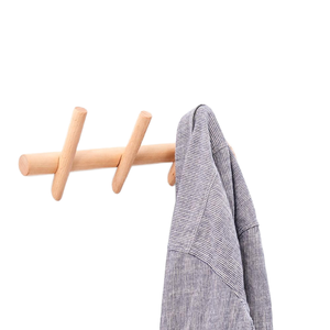 Porte-manteau mural en bois naturel pour salles de bain, entrées et diverses utilisations de rangement d'outils - Product Image 1