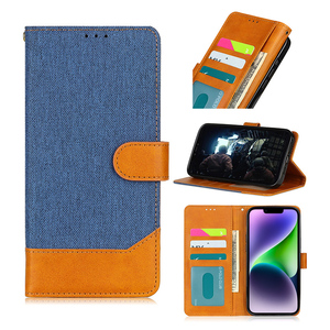 Housse <span class=keywords><strong>de</strong></span> téléphone portable en cuir à rabat magnétique personnalisée pour Iphone 16 15 14 Pro Max coque <span class=keywords><strong>de</strong></span> téléphone en toile épissée pour <span class=keywords><strong>carte</strong></span> <span class=keywords><strong>de</strong></span> crédit d'identité - Product Image 1