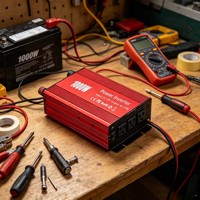 Convertisseur d'énergie portable à ondes sinusoïdales 1000/2000W DC12V vers AC 110V pour camping-car, camion, maison, alimentation de secours