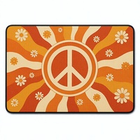 Tapis de pique-nique rétro avec signe de paix des années 70, tapis de table Sunburst, imperméable, antidérapant, utilisation multi-scènes