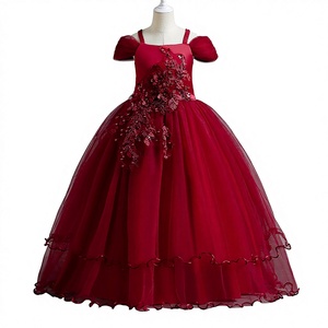 ชุดเดรสเจ้าหญิงแบบไหล่เดียวสำหรับเด็กผู้หญิงไซส์กลาง  ผ้าตาข่ายยาว  งานแต่งงาน  สินค้าใหม่ขายส่งตามสั่ง - Product Image 1