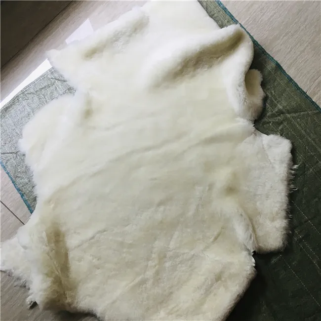 Forro de piel de oveja auténtica, lana lisa de marfil