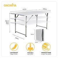 Mesa de acampada ultraligera de plástico plegable pequeña de almacenamiento de 74cm de altura ajustable moderna al por mayor para barbacoa de eventos