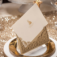 Cartes d'invitation de mariage personnalisées en papier artistique, design élégant, estampage à chaud, impression UV pour cérémonie romantique, papeterie de banquet