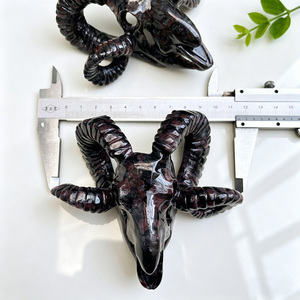 Calaveras <span class=keywords><strong>de</strong></span> Oveja Grabadas en Cristal, Tallado <span class=keywords><strong>de</strong></span> Calaveras <span class=keywords><strong>de</strong></span> Carnero en Yooperlite, Piedra Curativa - Product Image 5
