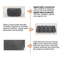 Bloc applicateur de cire en microfibre gris uni, éponge épaisse en mousse pour le detailing automobile, pour l'application de cire, de polish et de revêtement céramique