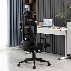 Chaise de bureau ergonomique, hauteur du dossier 53 cm, pivotante et réglable, avec support lombaire, pour la maison et le bureau - Product Image 1